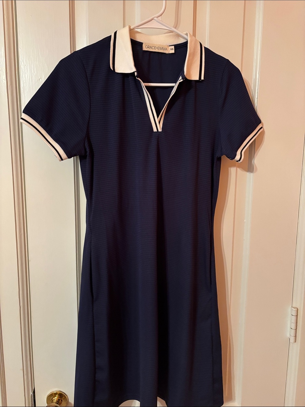 Grace + Emma Navy Polo Dress with White Trim